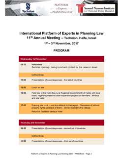 International Platform Of Experts in Planning Law 11th Annual Meeting
